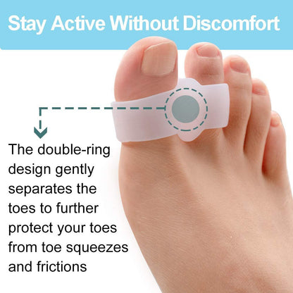 Welnove 12er-Pack Zehenspreizer mit 2 Schlaufen, Großzehenabstandshalter für Ballenzehen und überlappende Zehen (Weiß)