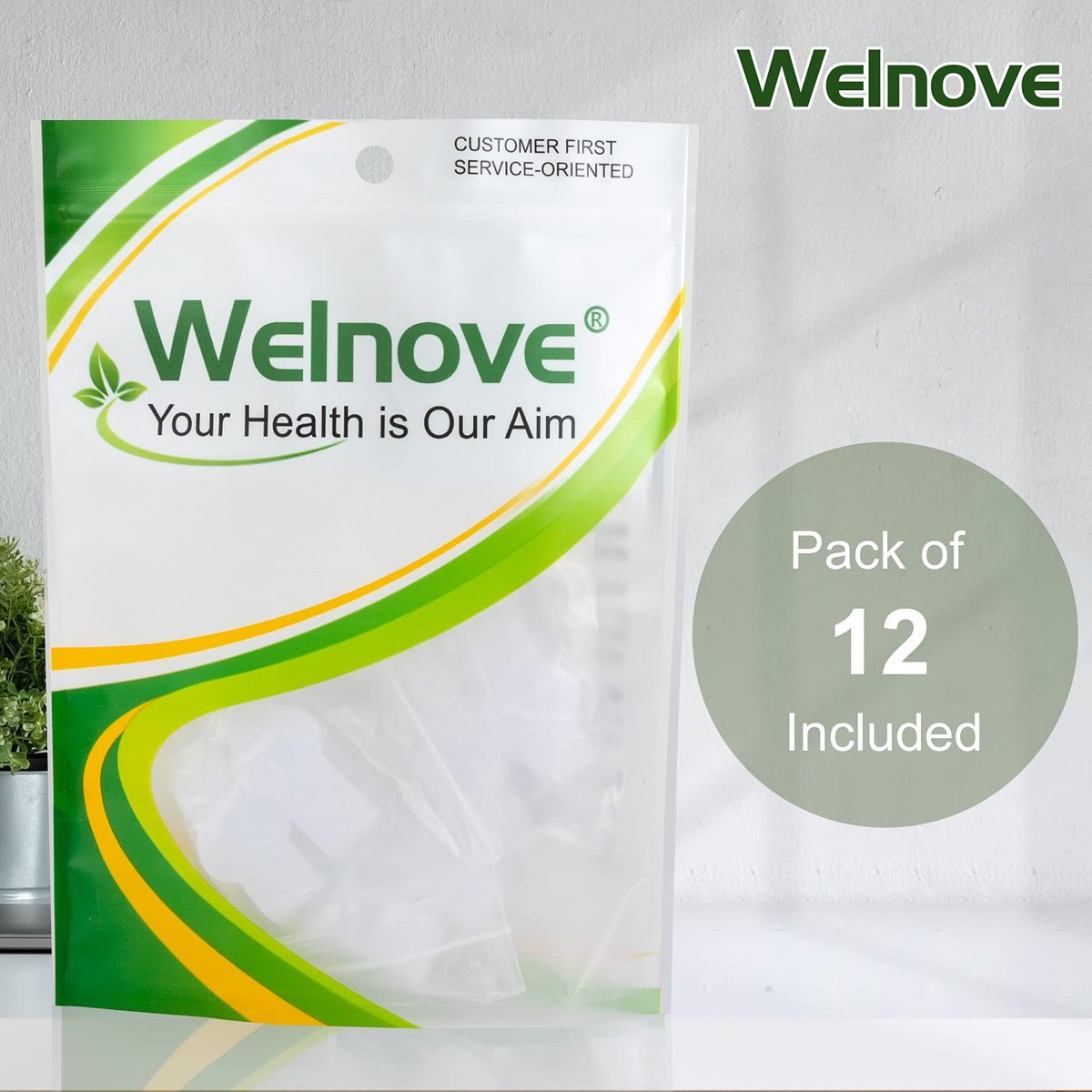 Welnove 12er-Pack Zehenspreizer mit 2 Schlaufen, Großzehenabstandshalter für Ballenzehen und überlappende Zehen (Weiß)