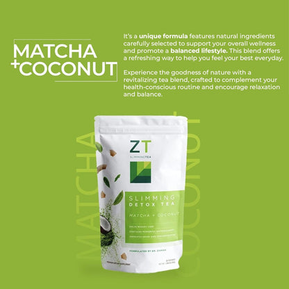 Dr. Zisman ZT Slimming - Matcha-Coconut Kräutertee-Mischung mit Sennesblättern - Antioxidative Wirkung - 28-Tage-Wohlbefinden (28 Teebeutel)