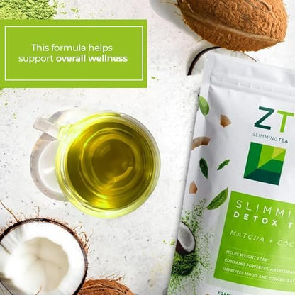 Dr. Zisman ZT Slimming - Matcha-Coconut Kräutertee-Mischung mit Sennesblättern - Antioxidative Wirkung - 28-Tage-Wohlbefinden (28 Teebeutel)