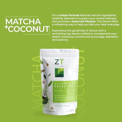 Dr. Zisman ZT Slimming - Matcha-Coconut Kräutertee-Mischung mit Sennesblättern - Antioxidative Wirkung - 28-Tage-Wohlbefinden (28 Teebeutel)