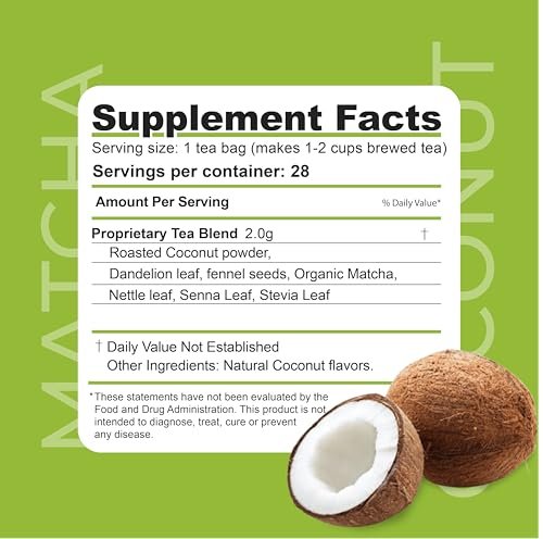 Dr. Zisman ZT Slimming - Matcha-Coconut Kräutertee-Mischung mit Sennesblättern - Antioxidative Wirkung - 28-Tage-Wohlbefinden (28 Teebeutel)