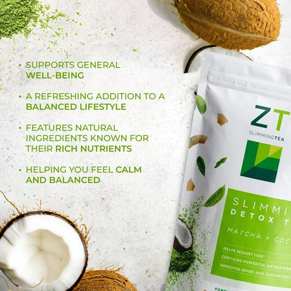 Dr. Zisman ZT Slimming - Matcha-Coconut Kräutertee-Mischung mit Sennesblättern - Antioxidative Wirkung - 28-Tage-Wohlbefinden (28 Teebeutel)