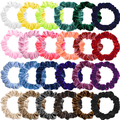Funtopia Velvet Scrunchies, 24 Stück bunte Haargummis für dicke und dünne Haare, weiche Mini-Ponytail-Halter und Gummibänder, Haaraccessoires für Frauen und Mädchen