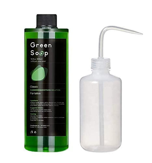 Dragon Art 16,9 oz Green Soap Prep Wash mit 8 oz Quetschflasche für Tattoos und Piercings