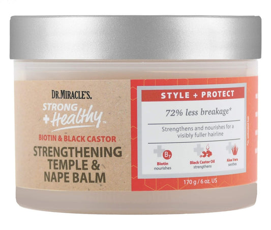 Dr. Miracle's Strong & Healthy Temple & Nape Balm mit Aloe Vera und Schwarzem Rizinusöl für Längenerhalt und Wachstum 170g