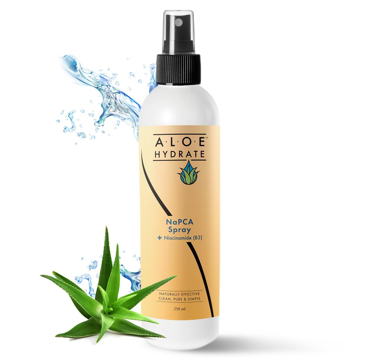 NaPCA Feuchtigkeitsspray für Gesicht und Körper – Sodium PCA & Aloe Vera Gesichtsspray, erfrischt, beruhigt und stellt die Hautbarriere wieder her – für trockene, empfindliche und zu Akne neigende Haut (250 ml)