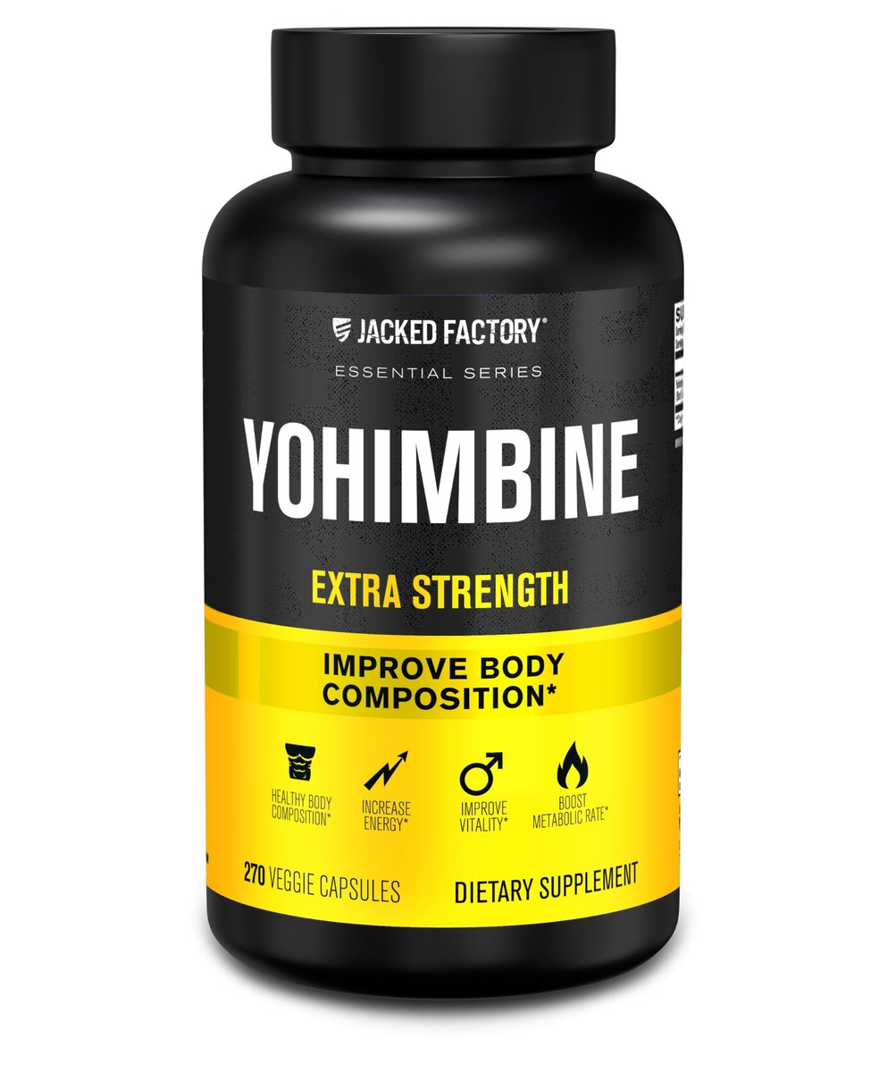 Jacked Factory Yohimbine Extra Starkes Supplement, 270 Kapseln - Premium Yohimbe-Rindenextrakt für erfahrene Anwender - Körperrekomposition, Energie & mehr - Ohne Füllstoffe - 270 vegane Kapseln