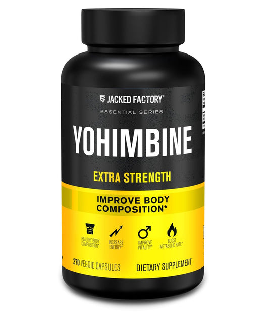 Jacked Factory Yohimbine Extra Starkes Supplement, 270 Kapseln - Premium Yohimbe-Rindenextrakt für erfahrene Anwender - Körperrekomposition, Energie & mehr - Ohne Füllstoffe - 270 vegane Kapseln
