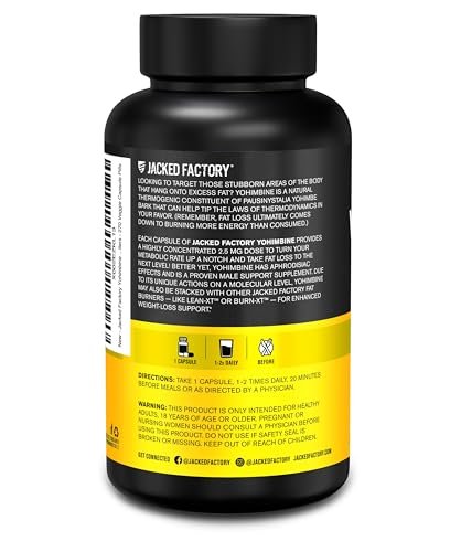 Jacked Factory Yohimbine Extra Starkes Supplement, 270 Kapseln - Premium Yohimbe-Rindenextrakt für erfahrene Anwender - Körperrekomposition, Energie & mehr - Ohne Füllstoffe - 270 vegane Kapseln