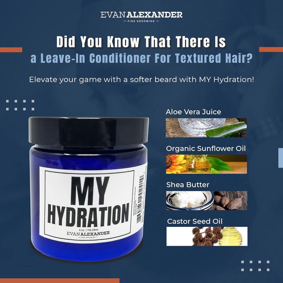 Evan Alexander Fine Grooming MY Hydration Bartpflege Leave-In Conditioner für Männer – 118 ml, spendet Feuchtigkeit, macht weich, beseitigt Trockenheit, bändigt Frizz, fördert gesundes Bartwachstum