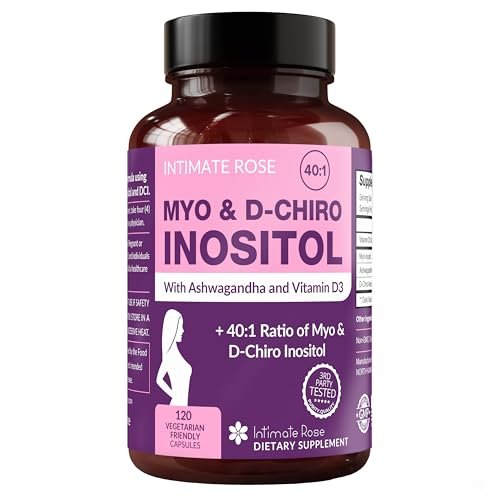 Intimate Rose Myo-Inositol & D-Chiro Inositol für Frauen – Hormonbalance & Eierstockunterstützung mit idealem 40:1-Verhältnis, Vitamin D3 + Ashwagandha