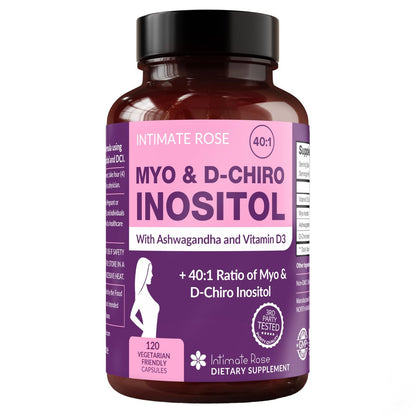 Intimate Rose Myo-Inositol & D-Chiro Inositol für Frauen – Hormonbalance & Eierstockunterstützung mit idealem 40:1-Verhältnis, Vitamin D3 + Ashwagandha