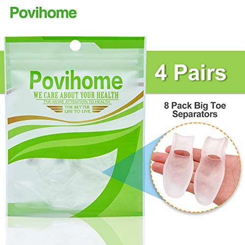Povihome 8er-Pack Zehenspreizer und Ballenschutz (1,27 cm dick), Ballenpolster, Ballenkorrektor und Ballenentlastung mit Gel-Schutz, Behandlung von Schmerzen im Großzehengrundgelenk, Ausrichtung der Großzehe und Linderung von Ballenschmerzen