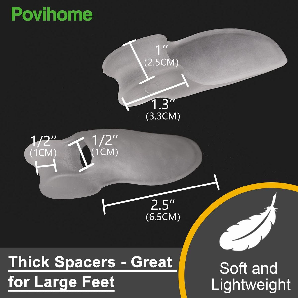 Povihome 8er-Pack Zehenspreizer und Ballenschutz (1,27 cm dick), Ballenpolster, Ballenkorrektor und Ballenentlastung mit Gel-Schutz, Behandlung von Schmerzen im Großzehengrundgelenk, Ausrichtung der Großzehe und Linderung von Ballenschmerzen