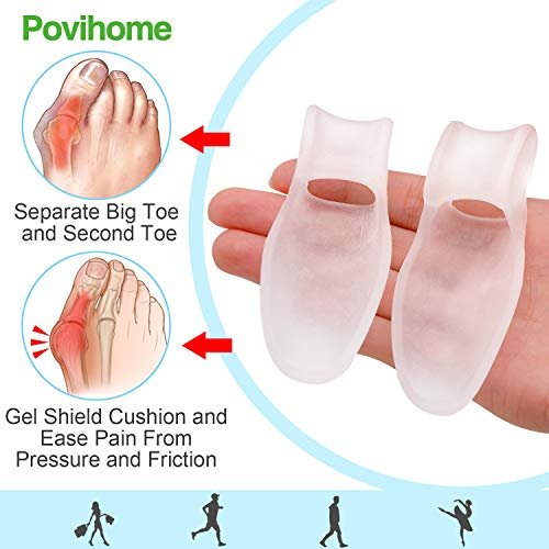 Povihome 8er-Pack Zehenspreizer und Ballenschutz (1,27 cm dick), Ballenpolster, Ballenkorrektor und Ballenentlastung mit Gel-Schutz, Behandlung von Schmerzen im Großzehengrundgelenk, Ausrichtung der Großzehe und Linderung von Ballenschmerzen
