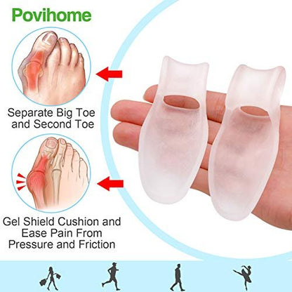 Povihome 8er-Pack Zehenspreizer und Ballenschutz (1,27 cm dick), Ballenpolster, Ballenkorrektor und Ballenentlastung mit Gel-Schutz, Behandlung von Schmerzen im Großzehengrundgelenk, Ausrichtung der Großzehe und Linderung von Ballenschmerzen