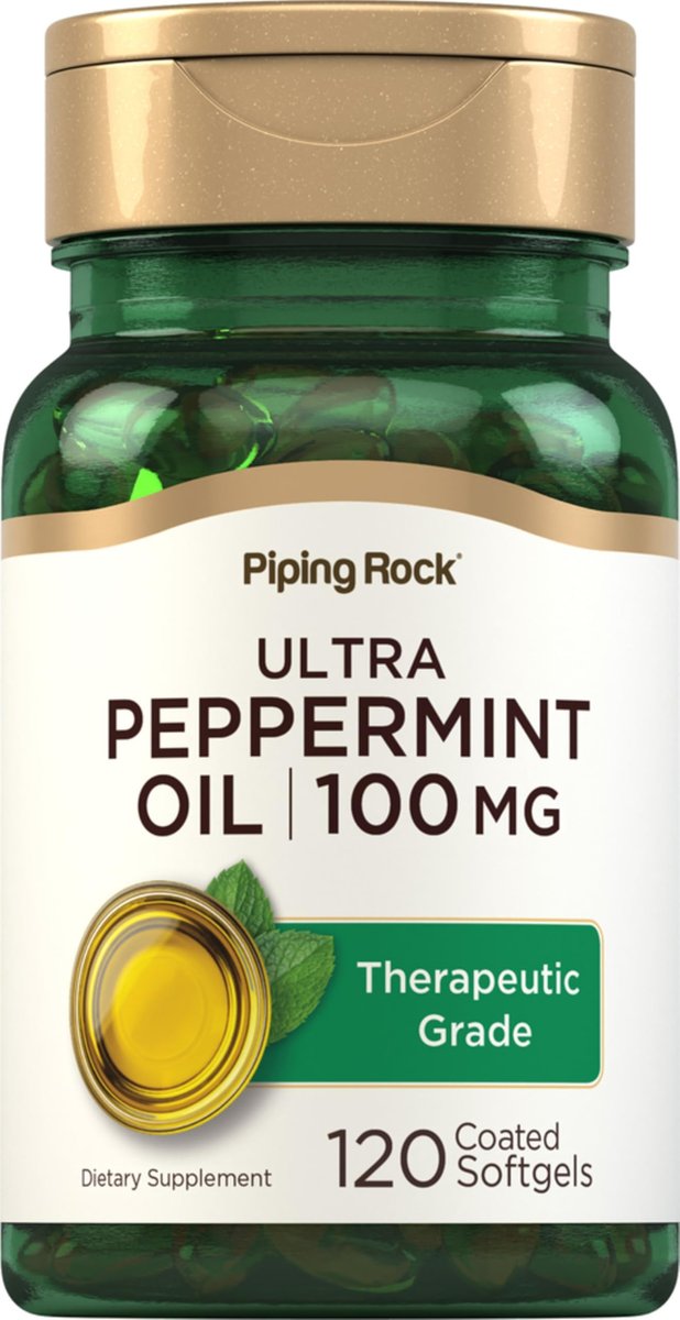 Piping Rock Pfefferminzöl Weichkapseln | 100 mg | 120 Stück | Therapeutisches Extrakt | Non-GMO, Glutenfrei