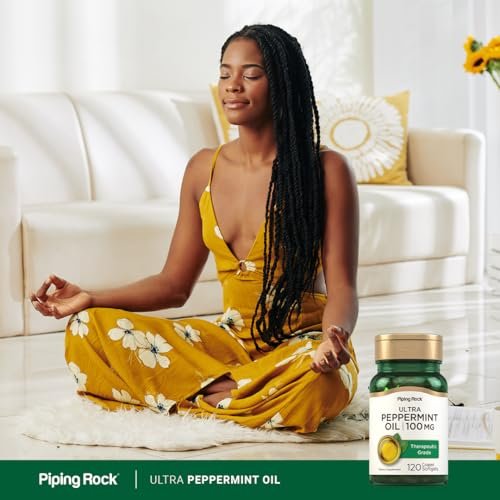 Piping Rock Pfefferminzöl Weichkapseln | 100 mg | 120 Stück | Therapeutisches Extrakt | Non-GMO, Glutenfrei