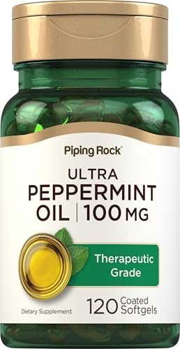 Piping Rock Pfefferminzöl Weichkapseln | 100 mg | 120 Stück | Therapeutisches Extrakt | Non-GMO, Glutenfrei