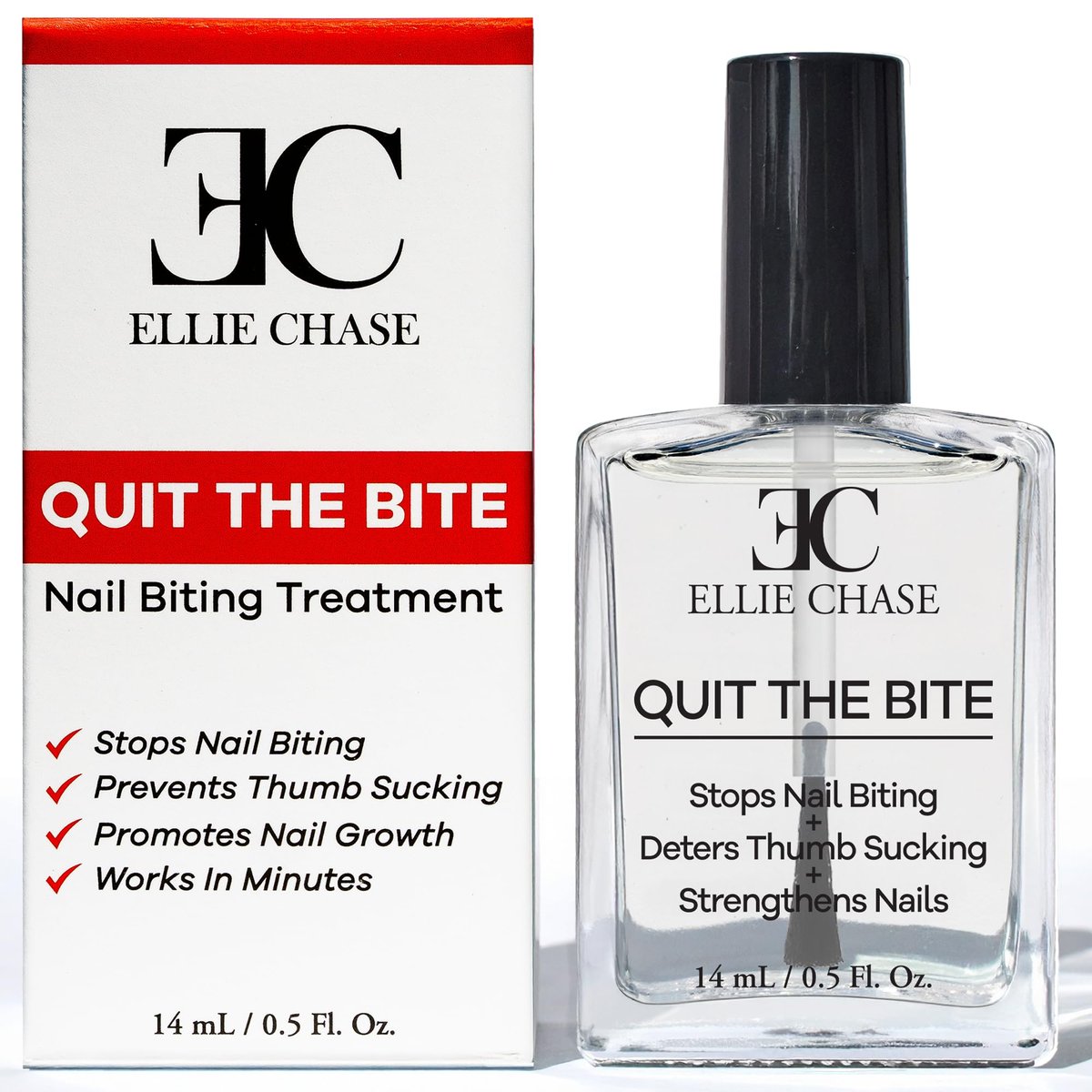 Ellie Chase Stop Nail Biting Nagellack – Bitterer Geschmack, 0,5 Oz – Stoppt Finger im Mund – Sicher für Erwachsene & Kinder – Fördert Nagelwachstum – Hergestellt in USA – DBP-frei, TPHP-frei