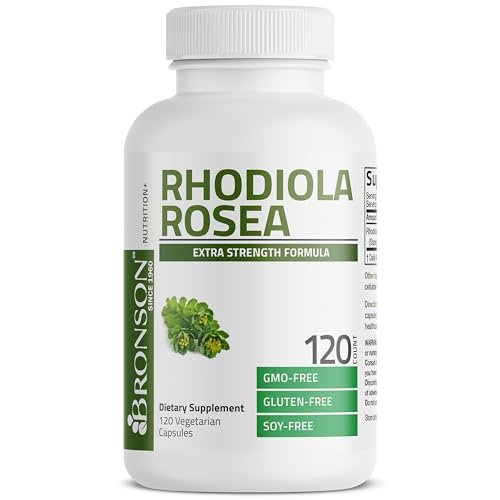 Bronson Rhodiola Rosea Vegetarische Kapseln - Adaptogenes Kraut - Unterstützung für Gehirn, Stress & Stimmung - Non-GMO, 120 Stück