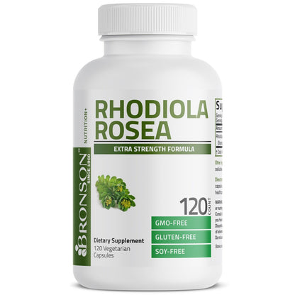 Bronson Rhodiola Rosea Vegetarische Kapseln - Adaptogenes Kraut - Unterstützung für Gehirn, Stress & Stimmung - Non-GMO, 120 Stück