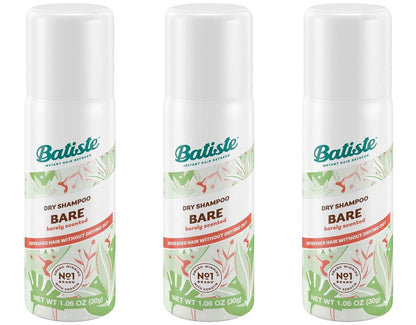 Batiste Trockenshampoo Bare Mini Reisegröße 1,06 oz (3er-Pack) – Farblos, für alle Haartypen