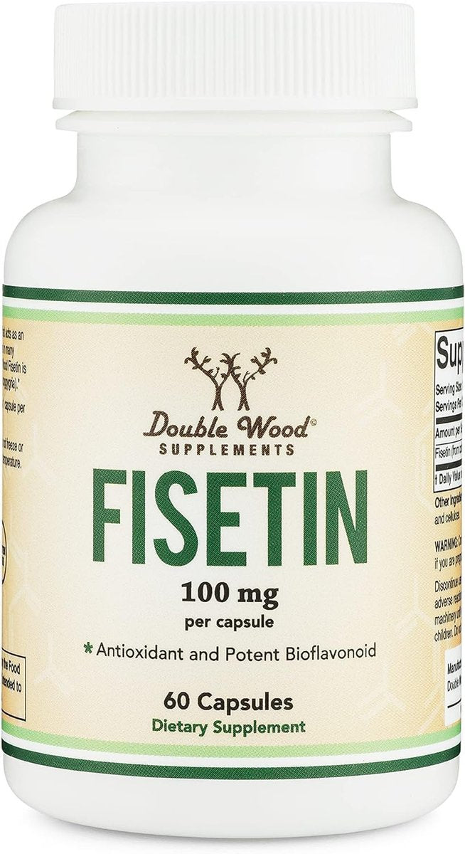 Fisetin Supplement – 100 mg bioaktive Flavonole, 60 Kapseln (Bioflavonoid-Polyphenole ähnlich wie Apigenin, Luteolin und Quercetin) Anti-Aging Unterstützung Senolytisch von Double Wood