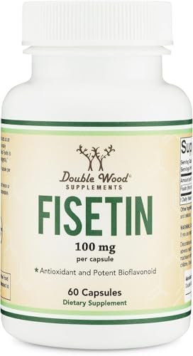Fisetin Supplement – 100 mg bioaktive Flavonole, 60 Kapseln (Bioflavonoid-Polyphenole ähnlich wie Apigenin, Luteolin und Quercetin) Anti-Aging Unterstützung Senolytisch von Double Wood
