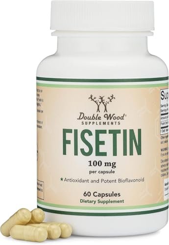 Fisetin Supplement – 100 mg bioaktive Flavonole, 60 Kapseln (Bioflavonoid-Polyphenole ähnlich wie Apigenin, Luteolin und Quercetin) Anti-Aging Unterstützung Senolytisch von Double Wood