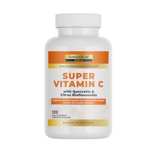 Nature’s Lab Gold Super Vitamin C 1000mg – Immunsystem Unterstützung – Mit Bioflavonoiden & Quercetin – Nicht säurehaltig, Non-GMO, Glutenfrei, Vegan – 120 Kapseln (2 Monate Vorrat)