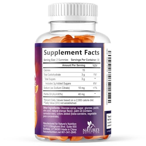 Omega 3-6-9 Gummis – Vegane Omega 3 Supplement Gummis – Essentielle Fettsäuren Öl 369 Komplex für Herzunterstützung & Gehirnunterstützung für Frauen, Männer & Schwangerschaft, Fischfrei, Nicht-GVO, Orangengeschmack – 120 Gummis
