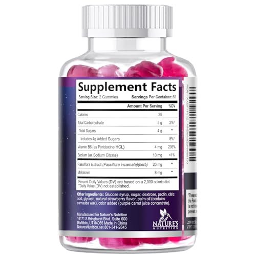 Schlaf Gummis - 8mg Melatonin pro Portion - Mit Passionsblumenextrakt für erholsamen Schlaf - Schnell wirkendes Melatonin-Gummi für Erwachsene, Vegan, Nicht-GVO, Leckerer Erdbeergeschmack - 120 Gummis