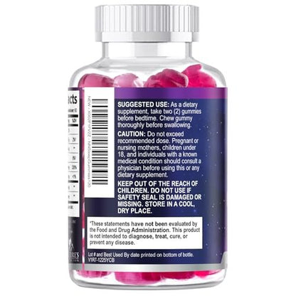 Schlaf Gummis - 8mg Melatonin pro Portion - Mit Passionsblumenextrakt für erholsamen Schlaf - Schnell wirkendes Melatonin-Gummi für Erwachsene, Vegan, Nicht-GVO, Leckerer Erdbeergeschmack - 120 Gummis
