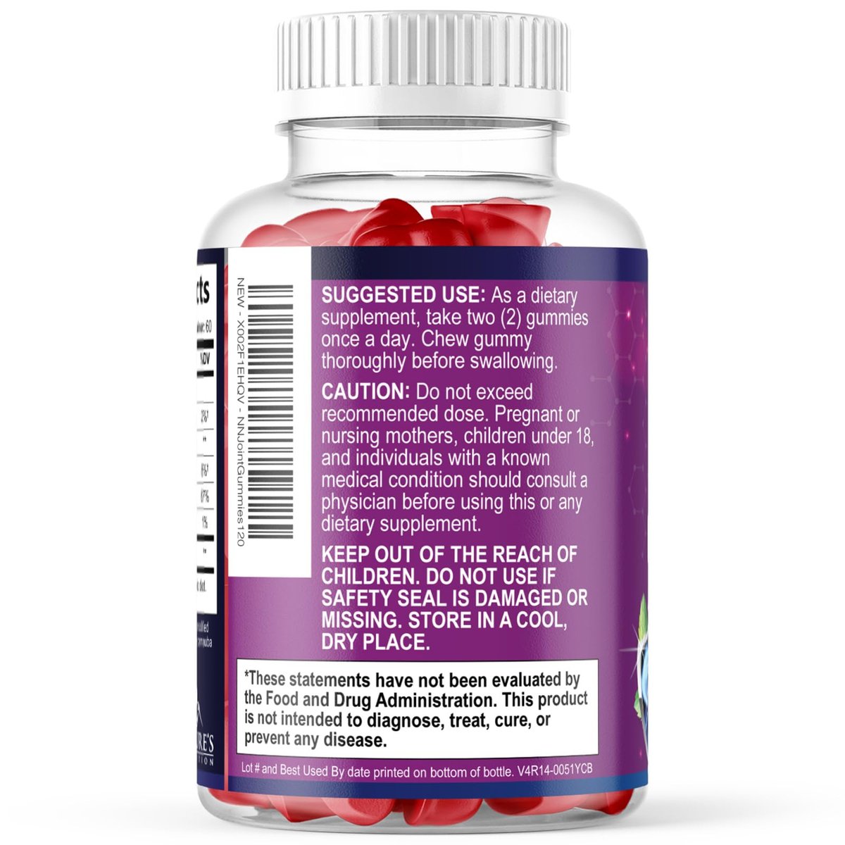 Gelenkunterstützung Gummis - Glucosamin Plus Vitamin E - Natürliches Nahrungsergänzungsmittel für gelegentliche Beschwerden in Rücken, Knien und Händen - Knorpel- und Gelenkgesundheit & Flexibilität - 120 Gummis