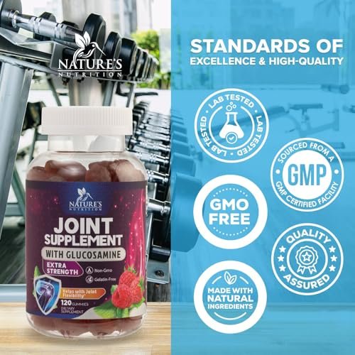 Gelenkunterstützung Gummis - Glucosamin Plus Vitamin E - Natürliches Nahrungsergänzungsmittel für gelegentliche Beschwerden in Rücken, Knien und Händen - Knorpel- und Gelenkgesundheit & Flexibilität - 120 Gummis