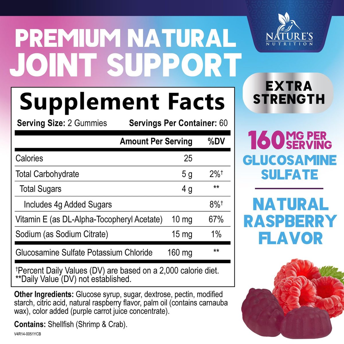 Gelenkunterstützung Gummis - Glucosamin Plus Vitamin E - Natürliches Nahrungsergänzungsmittel für gelegentliche Beschwerden in Rücken, Knien und Händen - Knorpel- und Gelenkgesundheit & Flexibilität - 120 Gummis