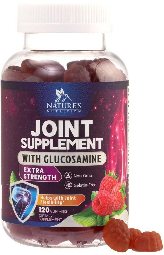 Gelenkunterstützung Gummis - Glucosamin Plus Vitamin E - Natürliches Nahrungsergänzungsmittel für gelegentliche Beschwerden in Rücken, Knien und Händen - Knorpel- und Gelenkgesundheit & Flexibilität - 120 Gummis