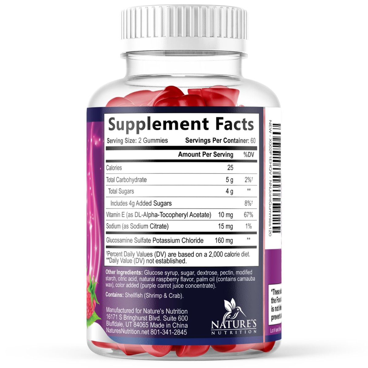Gelenkunterstützung Gummis - Glucosamin Plus Vitamin E - Natürliches Nahrungsergänzungsmittel für gelegentliche Beschwerden in Rücken, Knien und Händen - Knorpel- und Gelenkgesundheit & Flexibilität - 120 Gummis