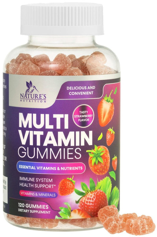 Multivitamin Gummis für Erwachsene – Tägliche Multivitamin-Gummis mit Vitamin A, C, D, B12 für Frauen & Männer, Immununterstützung – 120 Gummis