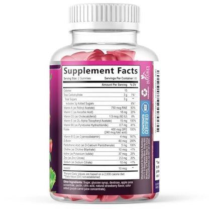 Multivitamin Gummis für Erwachsene – Tägliche Multivitamin-Gummis mit Vitamin A, C, D, B12 für Frauen & Männer, Immununterstützung – 120 Gummis