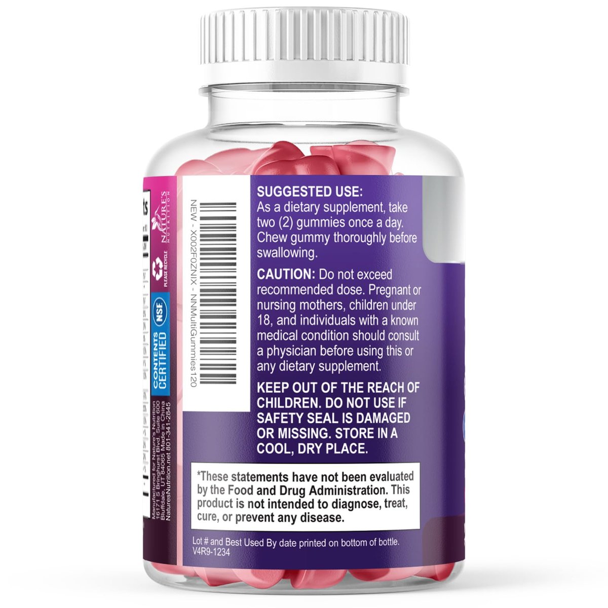 Multivitamin Gummis für Erwachsene – Tägliche Multivitamin-Gummis mit Vitamin A, C, D, B12 für Frauen & Männer, Immununterstützung – 120 Gummis