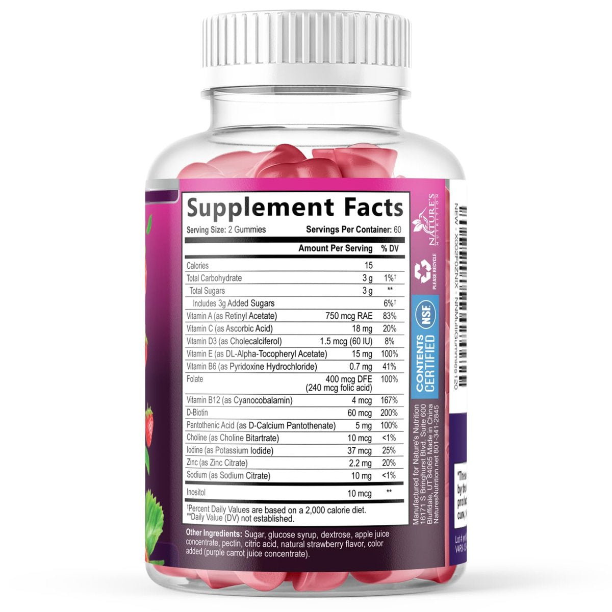 Multivitamin Gummis für Erwachsene – Tägliche Multivitamin-Gummis mit Vitamin A, C, D, B12 für Frauen & Männer, Immununterstützung – 120 Gummis