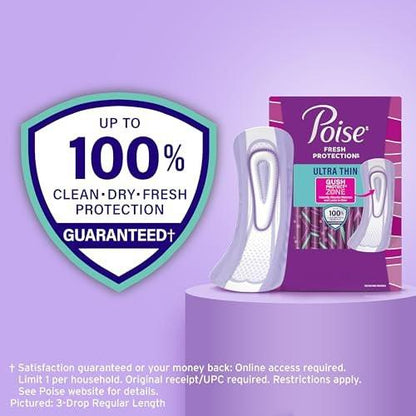 Poise Ultra Thin Inkontinenz- & Wochenbett-Einlagen bei Blasenschwäche, 3 Tropfen leichte Saugstärke, reguläre Länge, 28 Stück (Verpackung kann variieren)