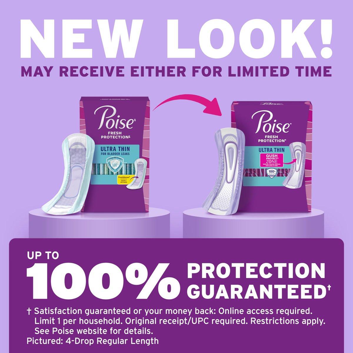 Poise Ultra Thin Inkontinenz- & Wochenbett-Einlagen bei Blasenschwäche, 3 Tropfen leichte Saugstärke, reguläre Länge, 28 Stück (Verpackung kann variieren)