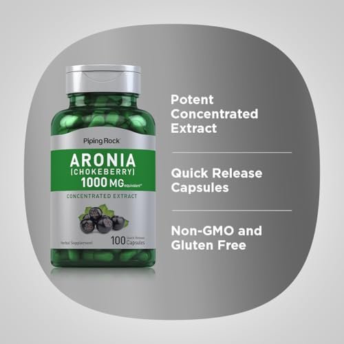 Piping Rock Aronia Beeren Kapseln | 100 Kapseln | Aroniaextrakt | Nahrungsergänzungsmittel Konzentrat | Non-GMO, Glutenfrei