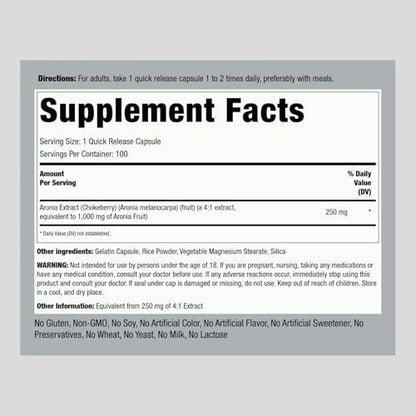 Piping Rock Aronia Beeren Kapseln | 100 Kapseln | Aroniaextrakt | Nahrungsergänzungsmittel Konzentrat | Non-GMO, Glutenfrei