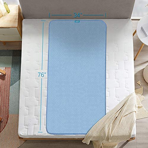 Bettunterlage 34'' x 76'', rutschfeste waschbare Inkontinenzauflage und Matratzenschutz, wasserdichtes Betttuch für Bettnässen, Unterlage für Erwachsene, Blau