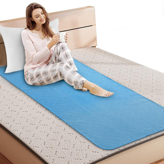 Bettunterlage 34'' x 76'', rutschfeste waschbare Inkontinenzauflage und Matratzenschutz, wasserdichtes Betttuch für Bettnässen, Unterlage für Erwachsene, Blau